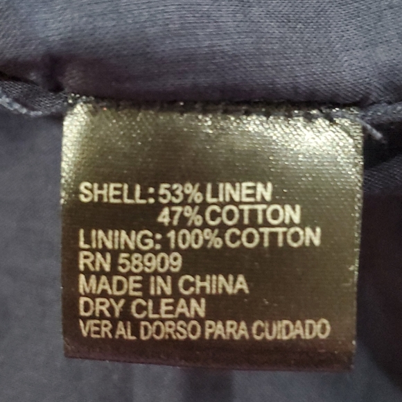 GIANNI BINI NAVY GROMMET FLOUNCE HEMLINE LINEN BLEND DRESS SIZE LARGE - Picture 10 of 10